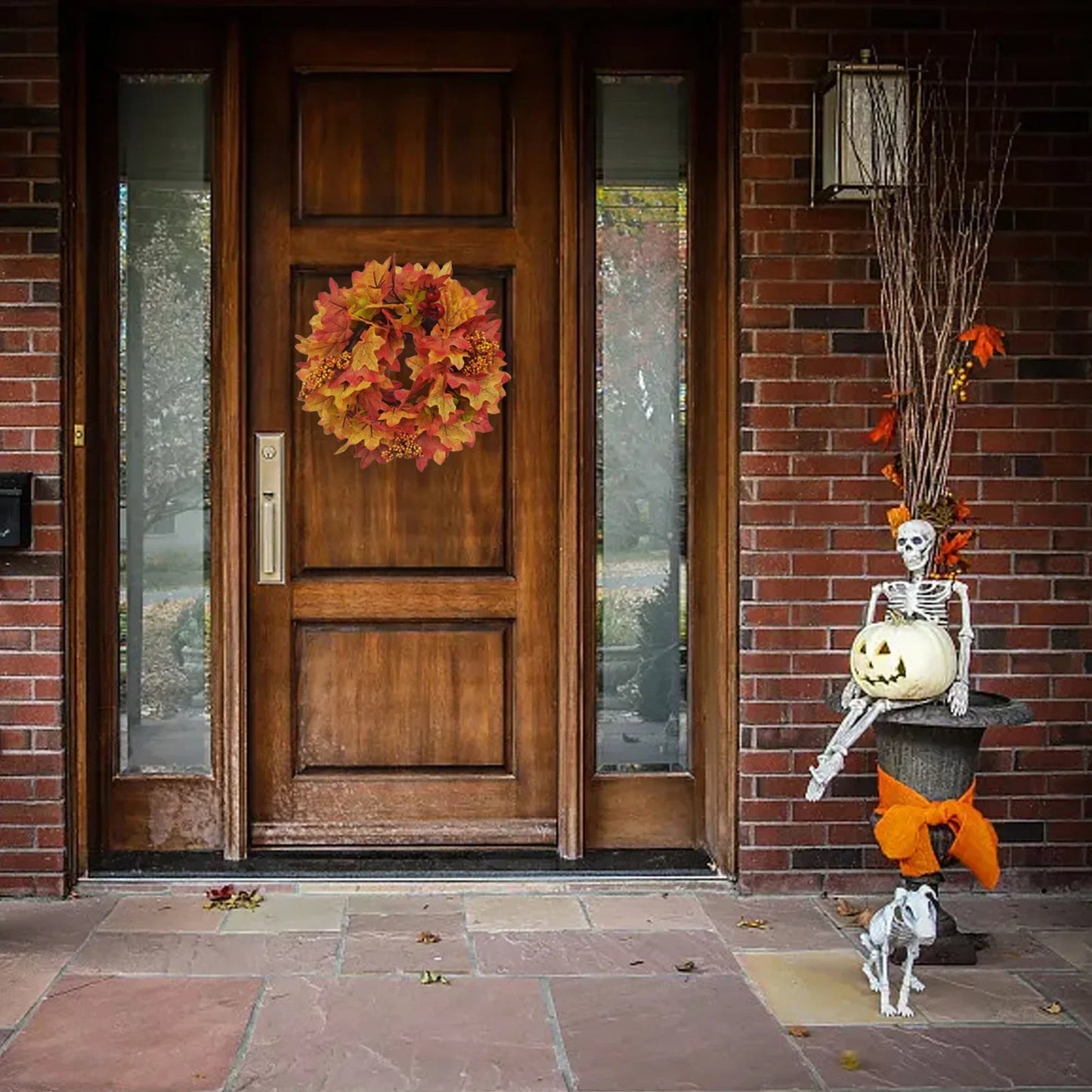 Halloween & Thanksgiving Maple Leaf Pumpkin Wreath