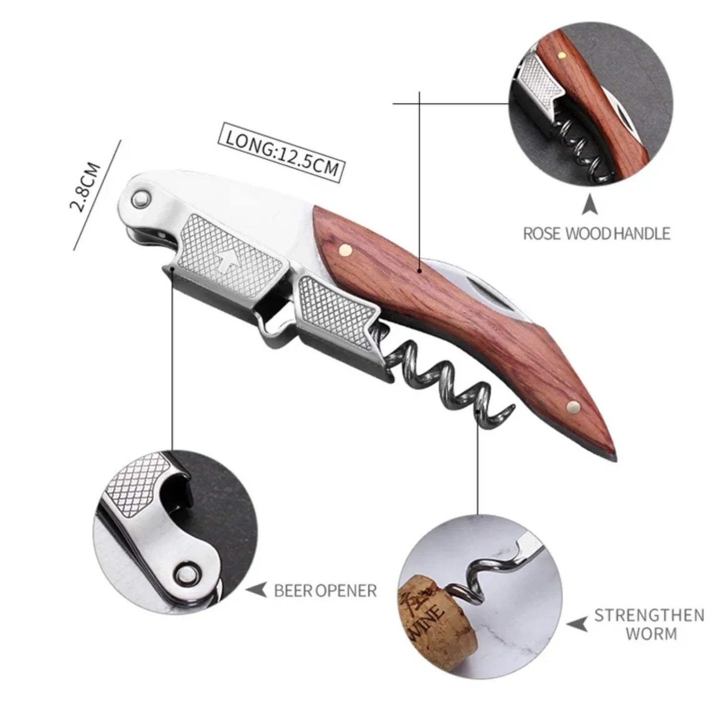 Wood Handle Corkscrew Wine Opener Gift Set