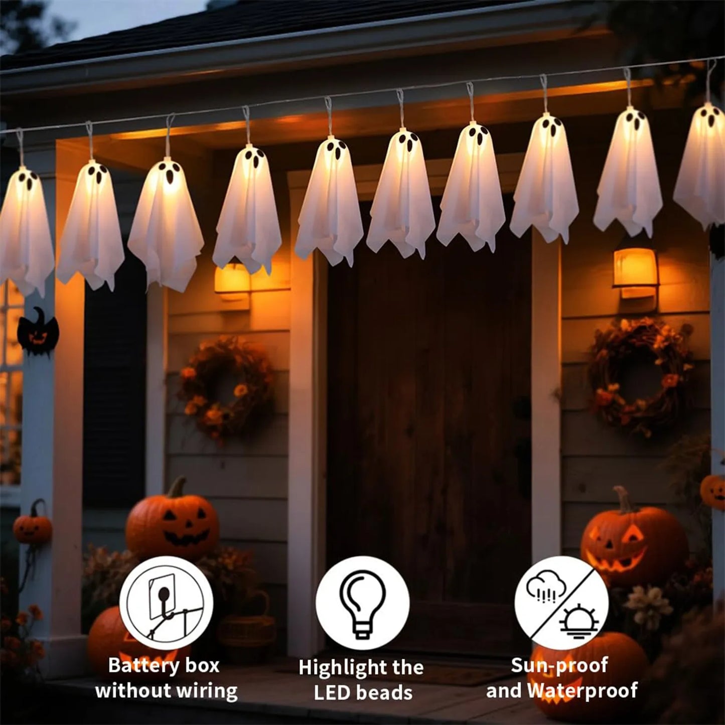 Halloween Hanging Ghost String Lights