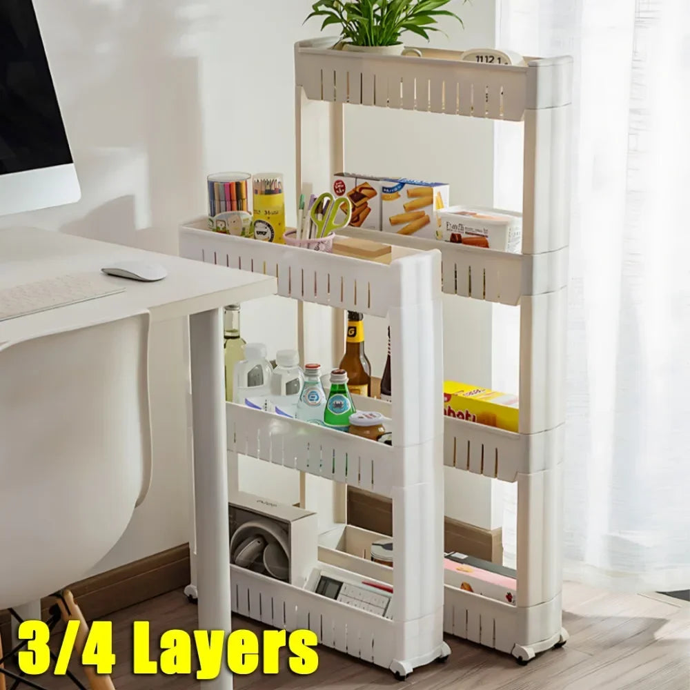 Multi-Layer Movable Storage Rack – Sleek & Space-Saving Organizer