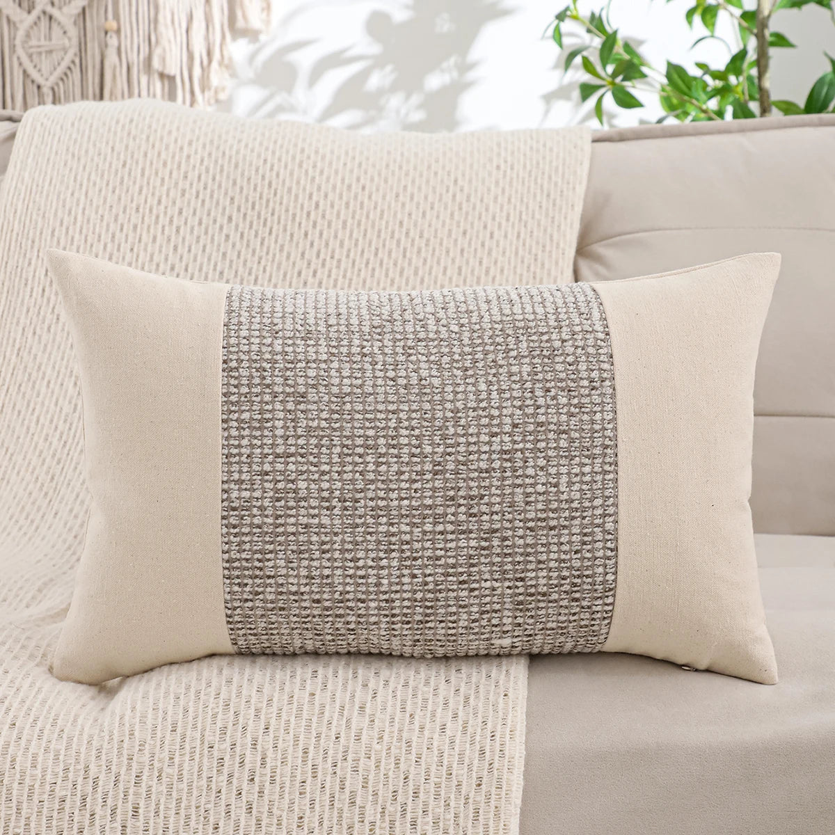 Canvas Jacquard Throw Pillow Cover