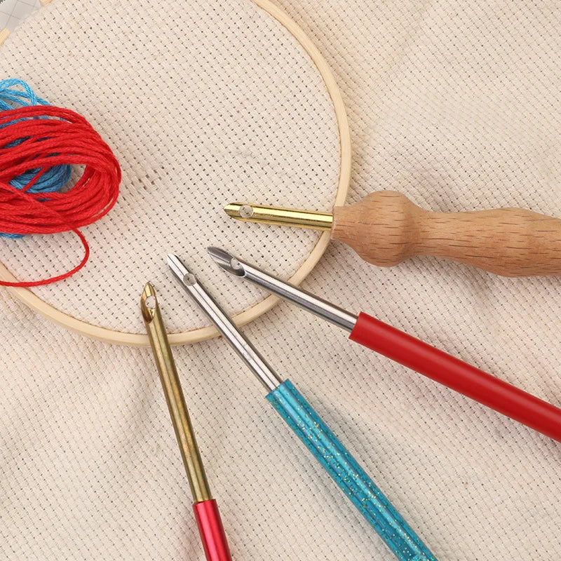 Punch Needle Beginners Supplies Kit Adjustable Rug Hooking Poke Magic Embroidery Needle Pen Tool for Cross Stitch DIY Craft Kit