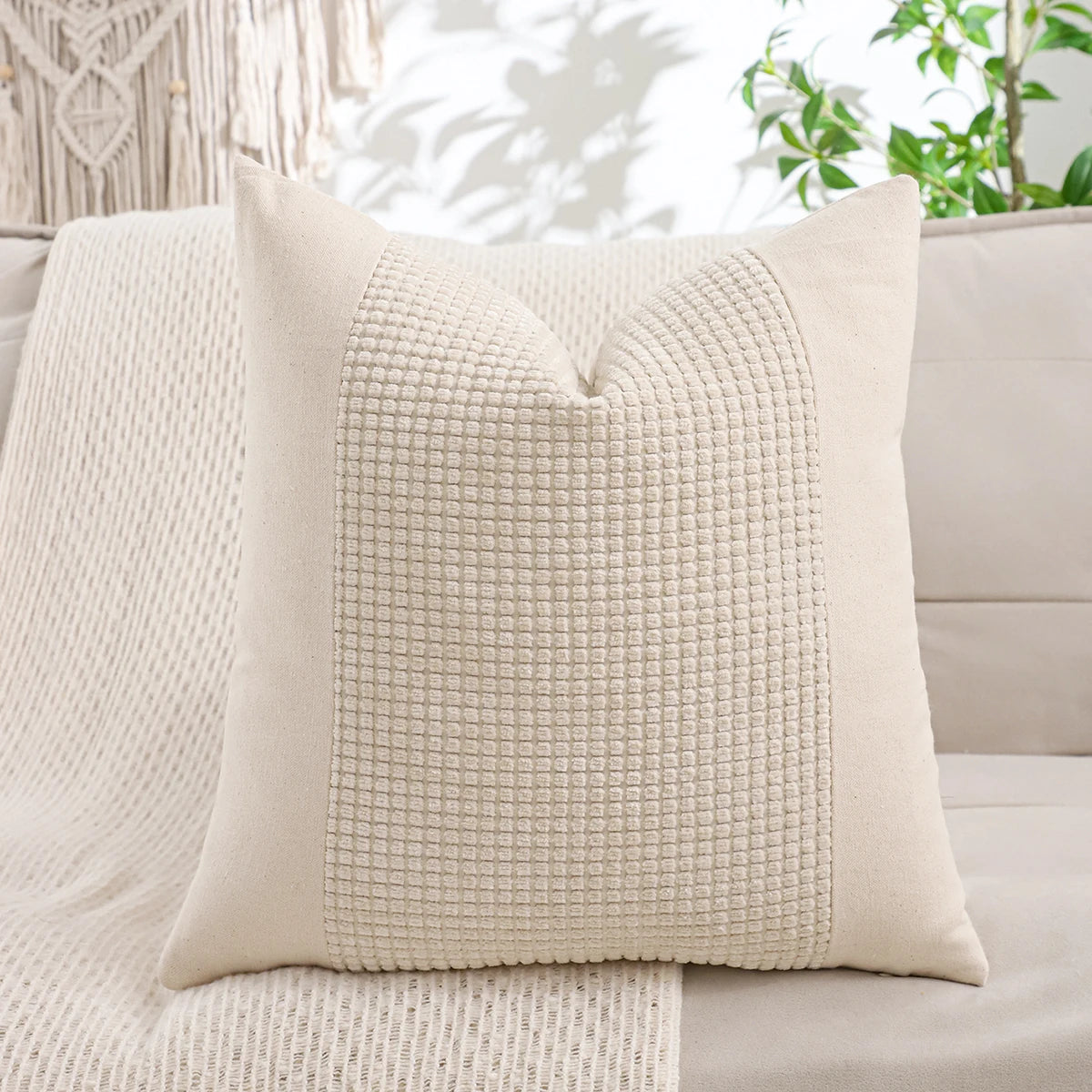 Canvas Jacquard Throw Pillow Cover