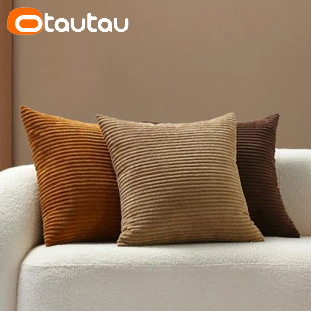 Cotton Corduroy Throw Pillow Cover by OTAUTAU