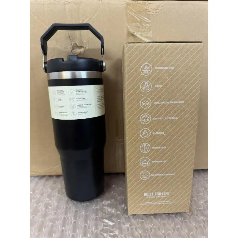 30 oz Vacuum Thermos Cup with Treatment Double Layer Thermos Cup Stainless Steel Sports Water Bottle Hot and Cold Drinks