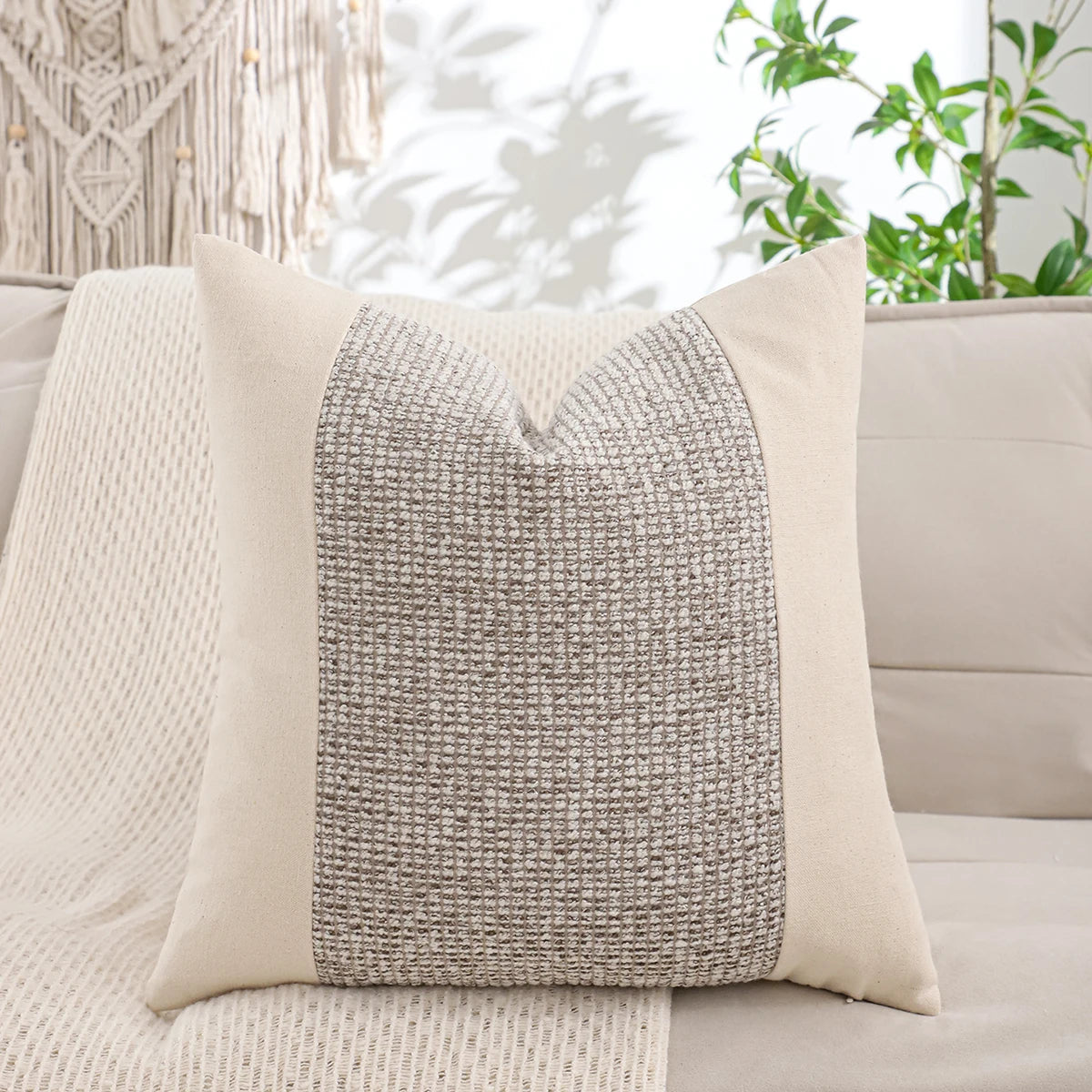 Canvas Jacquard Throw Pillow Cover