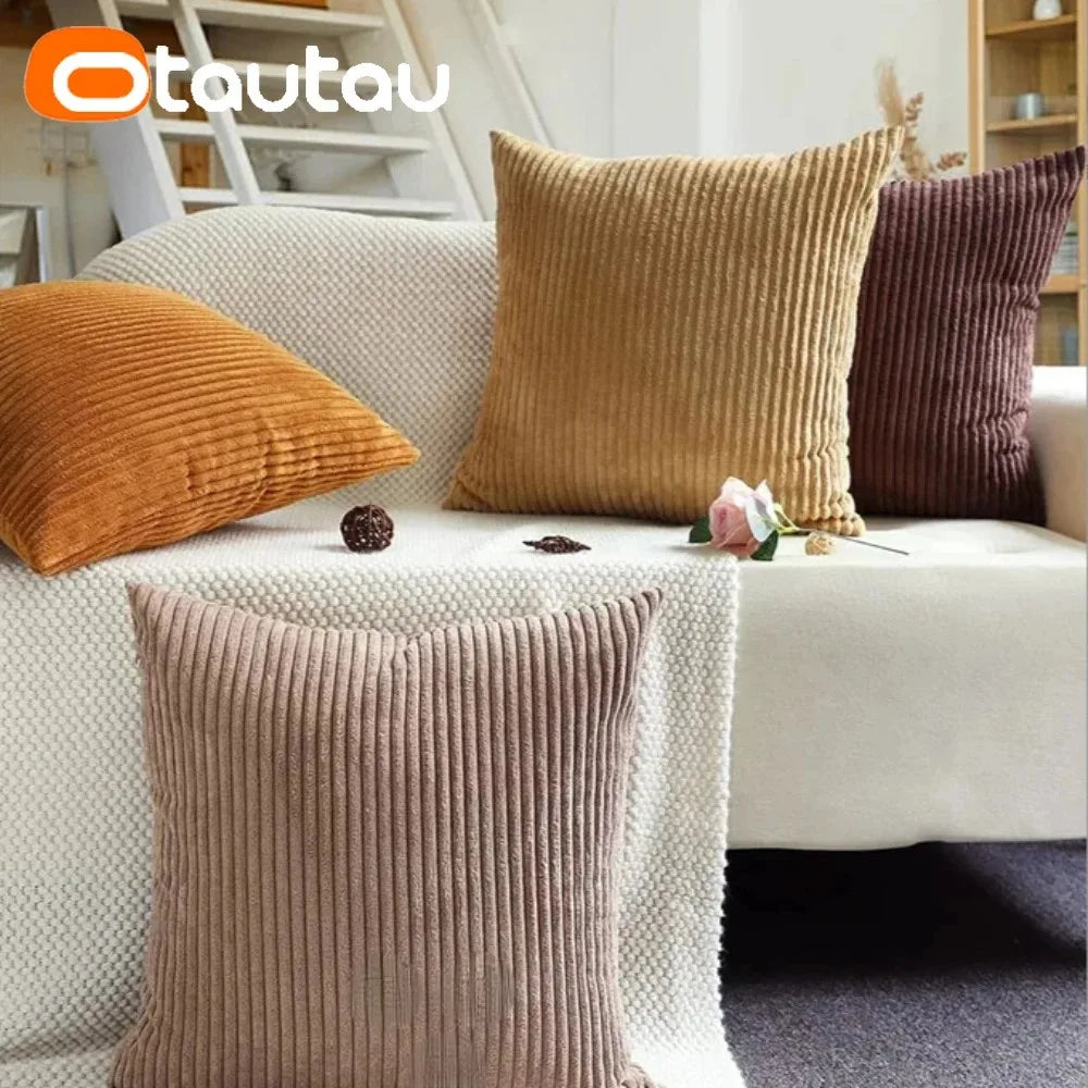 Cotton Corduroy Throw Pillow Cover by OTAUTAU