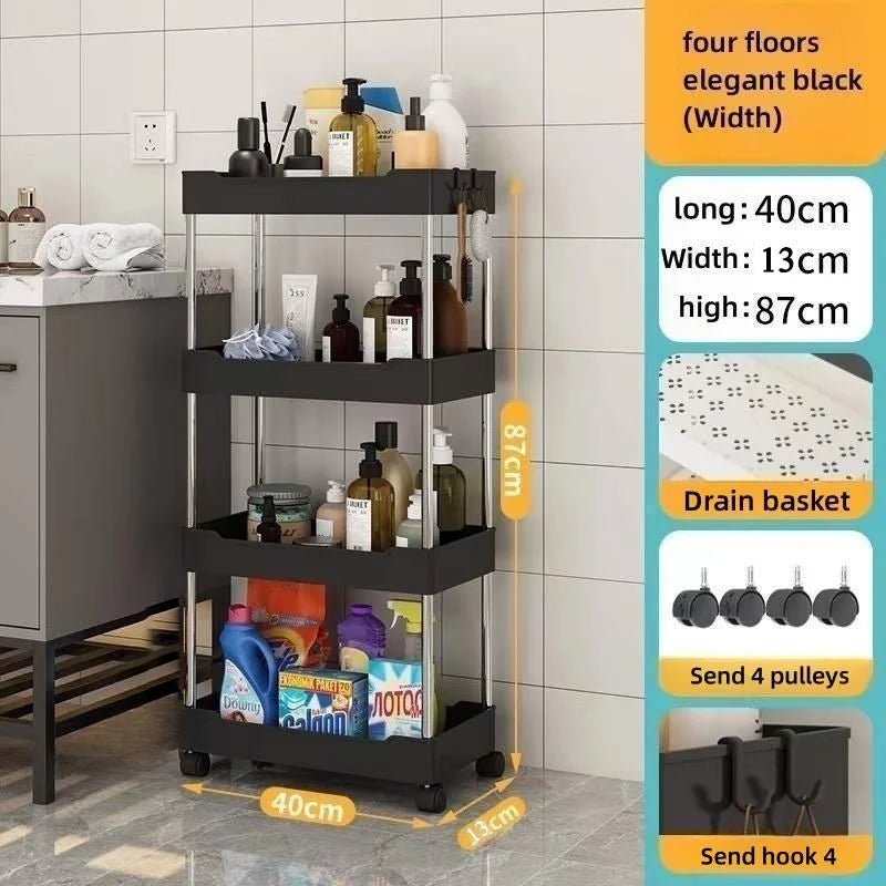 Multi-Layer Movable Storage Rack – Sleek & Space-Saving Organizer