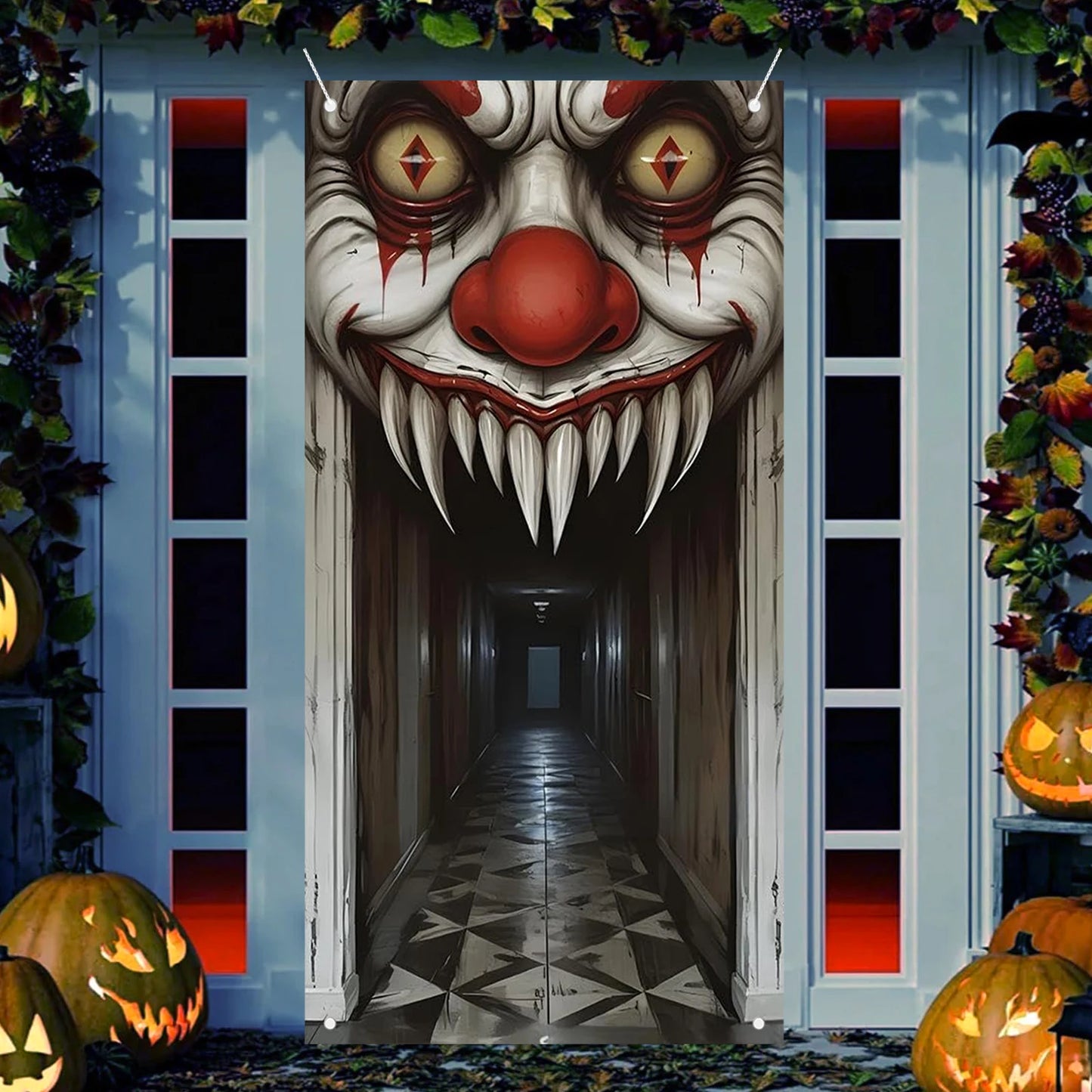 Halloween Witch & Zombie Door Cover
