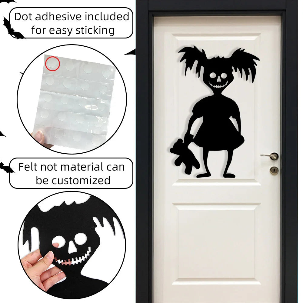 Halloween Felt Wall & Door Stickers – Skeletons, Pumpkins & Ghosts