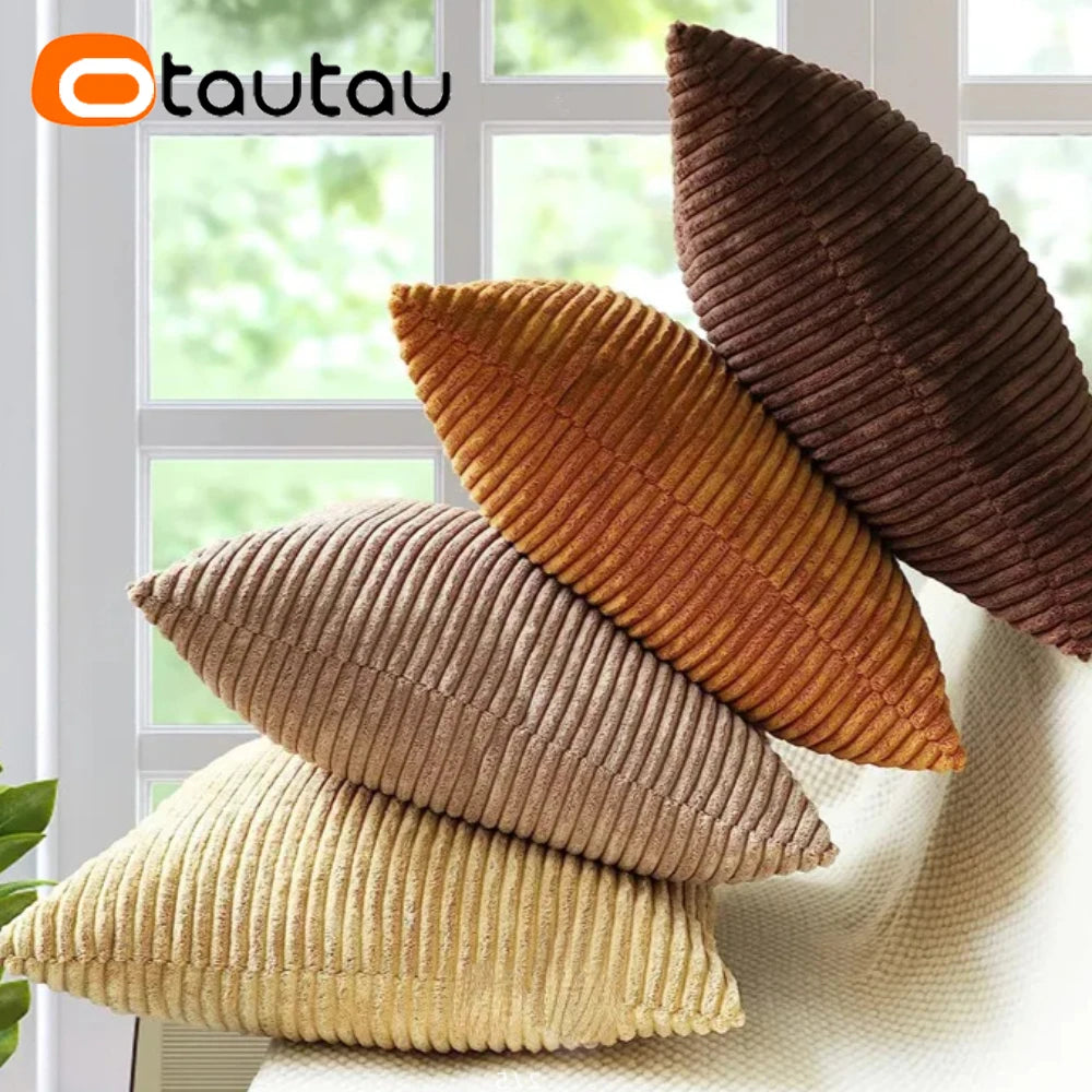 Cotton Corduroy Throw Pillow Cover by OTAUTAU