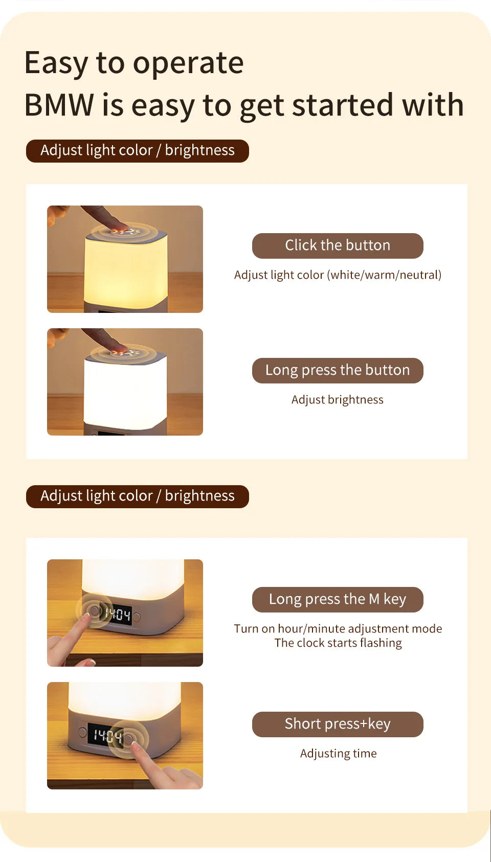 LED Night Lamp with Clock Display
