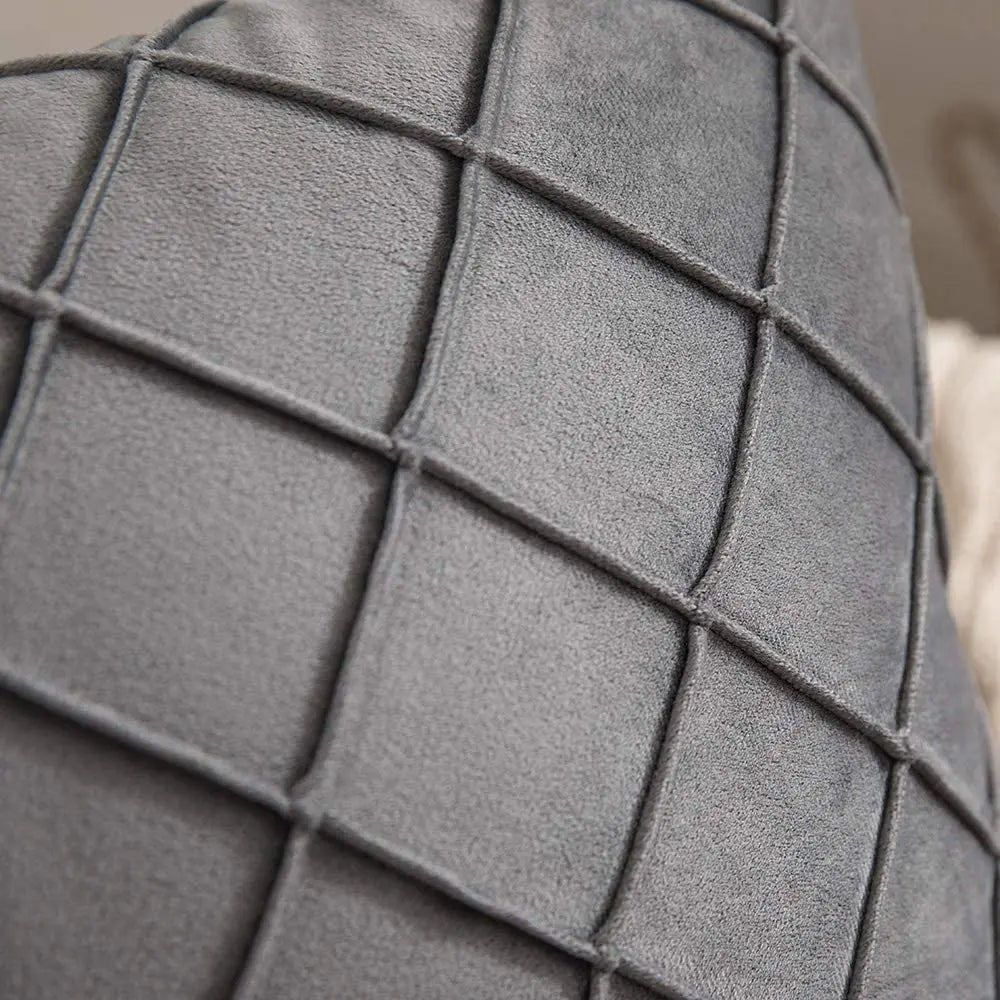 Velvet Cushion Covers – Dark Gray Plaid