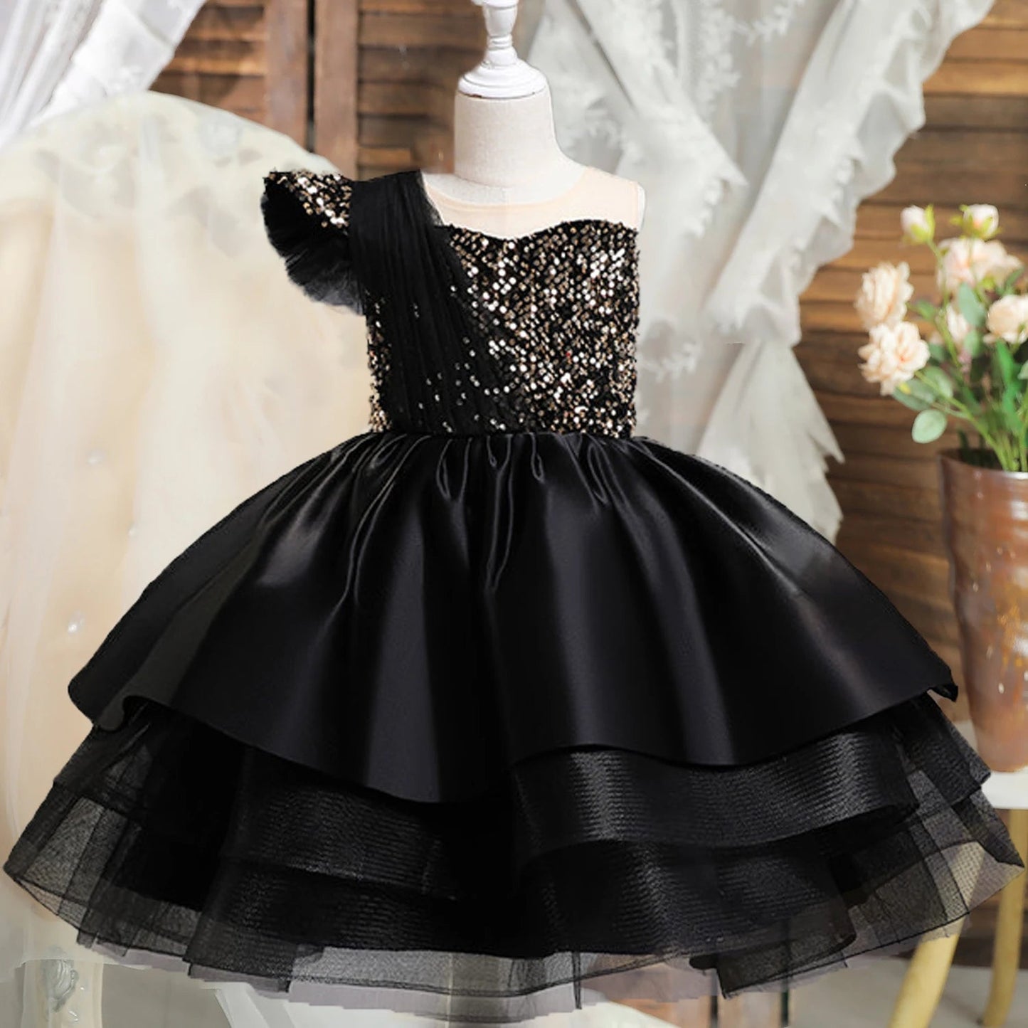 Shimmering Black Princess Dress