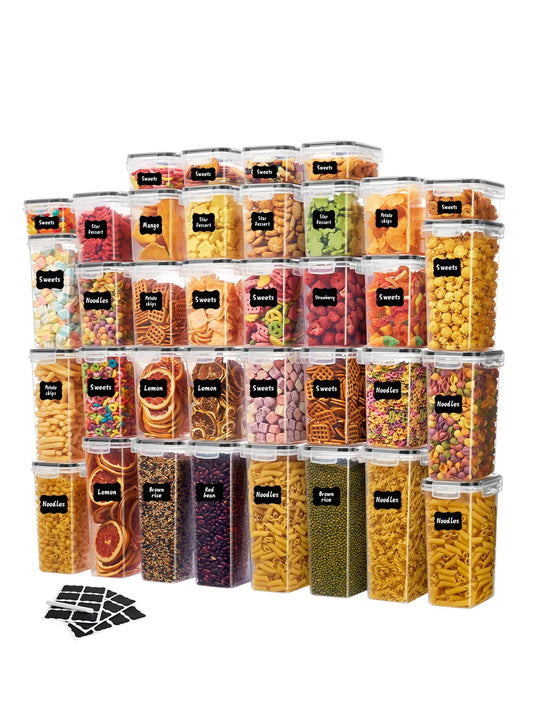 12pcs Closed food storage containers with LIDS, plastic kitchen pantry organization and storage, dry cargo containers for cookie