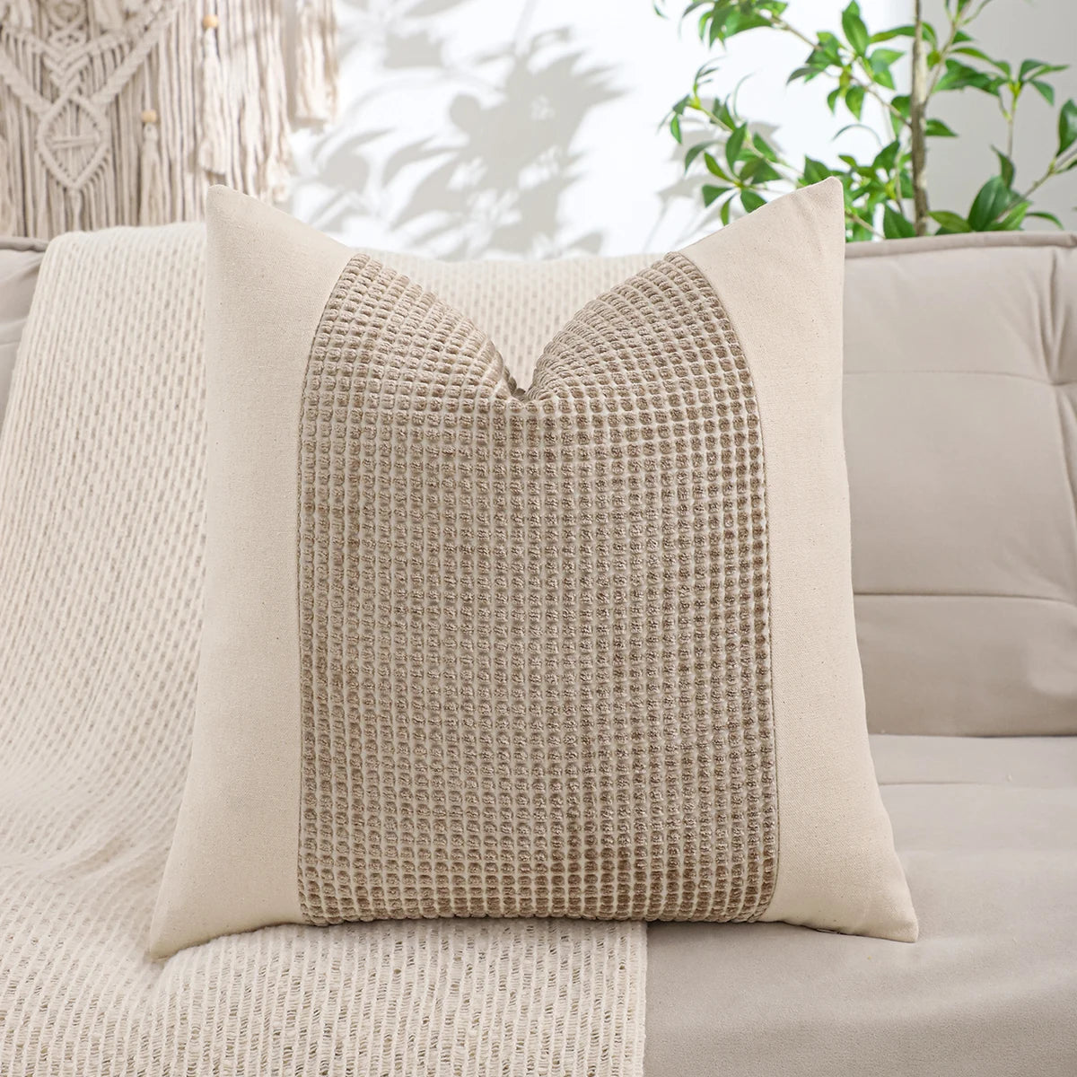 Canvas Jacquard Throw Pillow Cover