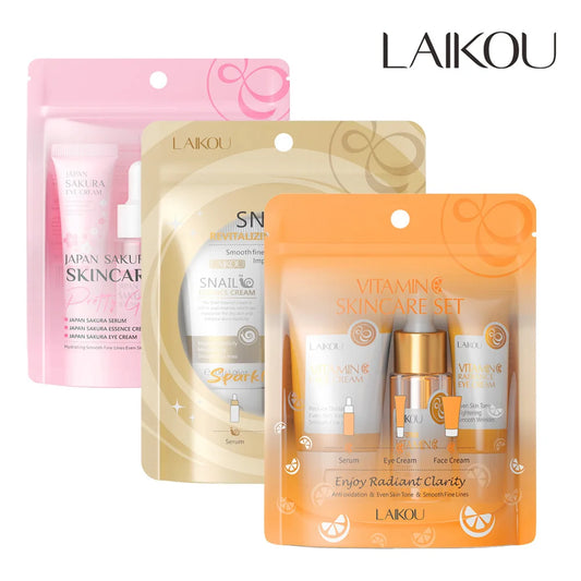 LAIKOU 3pcs Vitamin C Sakura Snail Essence Skincare Set