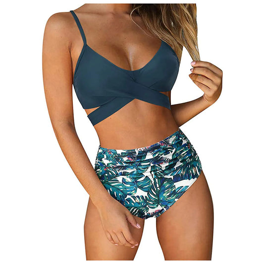 Floral Printed High-Waisted Bikini