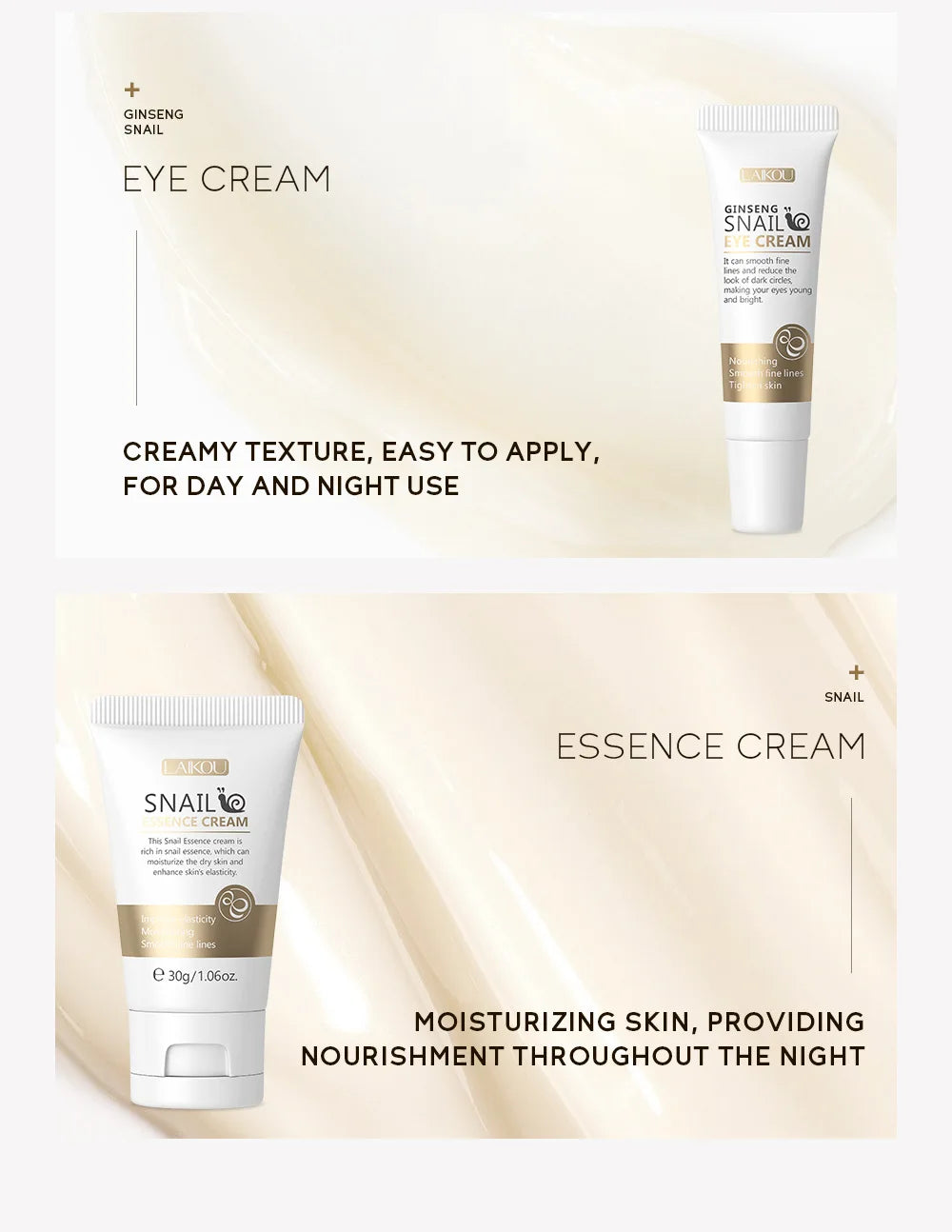 LAIKOU 3pcs Vitamin C Sakura Snail Essence Skincare Set